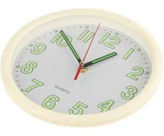 Šviečiantis sieninis laikrodis, 23 cm, baltas