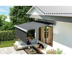 Terasos markizė DELUXE PLUS AUTOMATIC su LED ir jutikliu, 450x300 + 150 cm, Pilkas