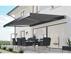 Terasos markizė PRIME AUTOMATIC su LED ir jutikliu, 400x300 cm, Pilkas/Baltas
