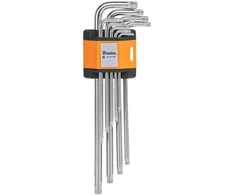 TORX raktų rinkinys 10–50 Bradas, 9 vnt., extra long