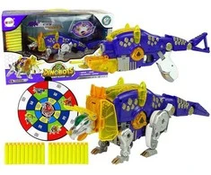 Transformeris dinozauras Dinobots 2in1 su šaudymo funkcija, violetinis