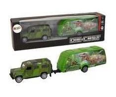 Transporto priemonių rinkinys: džipas ir priekaba su dinozaurais
