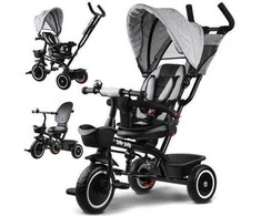 Triratukas su stogeliu Tiny Bike 3in1, pilkas