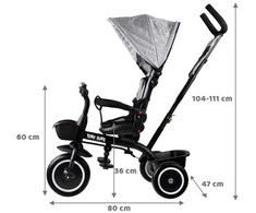 Triratukas su stogeliu Tiny Bike 3in1, pilkas