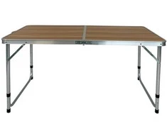 Turistinis sulankstomas stalas, 120x60x55-70 cm, medienos spalvos