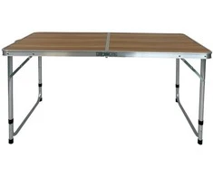 Turistinis sulankstomas stalas, 120x60x55-70 cm, medienos spalvos