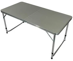 Turistinis sulankstomas stalas, 120x60x55-70 cm, pilkas