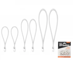 Tvirtinimo elastingų gumų su kabliukais rinkinys Bradas BUNGEE CORD HOOK, 2x18cm / 2x25cm / 2x40cm, balti