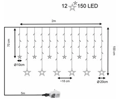 Užuolaida Žvaigždės 150 LED su pultu ir dimeriu Premium Intelligence, šaltai/šiltai balta