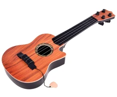 Vaikiška 4 stygų gitara su mediatoriumi, ruda