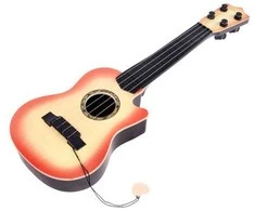 Vaikiška 4 stygų gitara su mediatoriumi, šviesi
