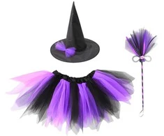 Vaikiškas raganaitės kostiumas, violetinis/juodas