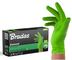 Vienkartinės darbo pirštinės Bradas DIAMOND, juodos, XL dydis, 9-10, 50 vnt.