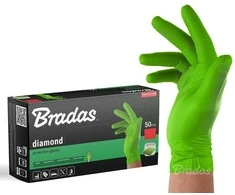 Vienkartinės darbo pirštinės Bradas DIAMOND, juodos, XL dydis, 9-10, 50 vnt.