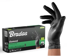 Vienkartinės darbo pirštinės Bradas DIAMOND, juodos, XL dydis, 9-10, 50 vnt.