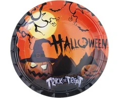 Vienkartinės popierinės lėkštės Halloween, 10 vnt.