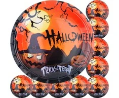 Vienkartinės popierinės lėkštės Halloween, 10 vnt.