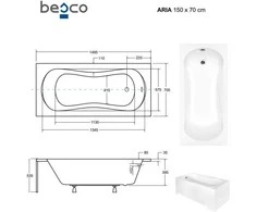 Vonia Besco Aria Plus su rankenėlėmis, 150 x 70 cm