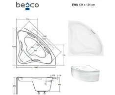 Vonia Besco Ewa, 134 x 134 cm, su juoda apdaila