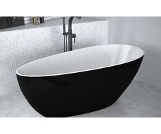 Vonia Besco Goya A-Line Juodas&amp;Baltas Matt, 160 x 73 cm (sifonas su persipylimu chrome)