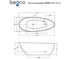 Vonia Besco Goya Juodas&amp;Baltas 160, su Klik-klak Gold valomu iš viršaus