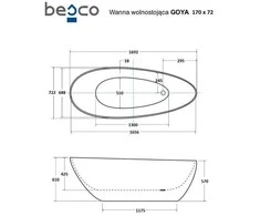 Vonia Besco Goya Matt Baltas 170, su Klik-klak Baltas valomu iš viršaus