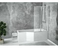 Vonia Besco Integra, 150 x 75 cm, dešininė, su 2 dalių stiklo sienele
