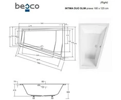 Vonia Besco Intima Duo Slim, 180 x 125 cm, dešininė
