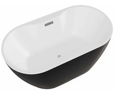 Vonia Besco Navia Juodas&amp;Baltas Matt, 150 x 80 cm, su chrome sifonu