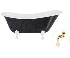 Vonia Besco Otylia Glam 160, Graphite+Baltas, su sifonu Klik-klak Gold