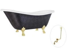 Vonia Besco Otylia Glam 160, Graphite+Gold, su sifonu su persipylimu Klik-klak Gold