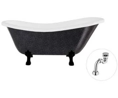 Vonia Besco Otylia Glam 160, Graphite+Juodas, su sifonu Klik-klak Chrome