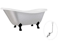 Vonia Besco Otylia Glam 160, Sidabrinis+Juodas, su sifonu su persipylimu Klik-klak Chrome
