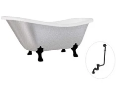 Vonia Besco Otylia Glam 160, Sidabrinis+Juodas, su sifonu su persipylimu Klik-klak Juodas