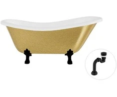 Vonia Besco Otylia Glam 170, Gold+Juodas, su sifonu Klik-klak Juodas