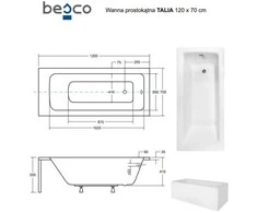 Vonia Besco Talia, 120 x 70 cm, su juoda apdaila
