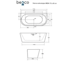 Vonia Besco Vica Glam 170 Graphite, su Graphite sifono dangteliais