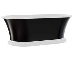 Vonia Besco Ziva Juodas&amp;Baltas, 160 x 75 cm, su sifonu su persipylimu slim chrome