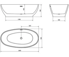 Vonia Mexen Bilbao, 180x90 cm, Baltas+Chrome