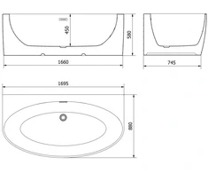 Vonia Mexen Bruna, 170 x 88 cm, Baltas + Baltas persipylimas