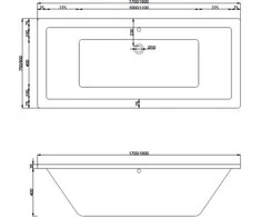 Vonia Mexen Cube su apdaila, 180x80 cm, Baltas+Chrome