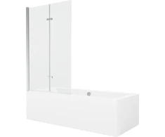 Vonia Mexen Cube su apdaila ir stiklo sienele, 170x80 cm + 100 cm (II), Baltas+Chrome/Transparent