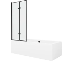 Vonia Mexen Cube su apdaila ir stiklo sienele, 170x80 cm + 80 cm (II), Baltas+Juodas frame