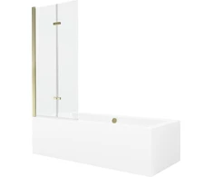 Vonia Mexen Cube su apdaila ir stiklo sienele, 170x80 cm + 80 cm (II), Baltas+Gold/Transparent