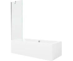 Vonia Mexen Cube su apdaila ir stiklo sienele, 170x80 cm + 60 cm, Baltas+Chrome/Transparent