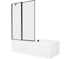 Vonia Mexen Cube su apdaila ir stiklo sienele, 170x80 cm + 120 cm, Baltas+Juodas frame