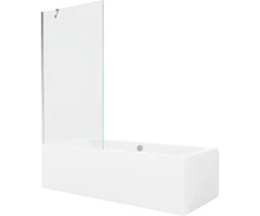 Vonia Mexen Cube su apdaila ir stiklo sienele, 180x80 cm + 90 cm, Baltas+Chrome/Transparent