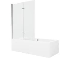 Vonia Mexen Cube su apdaila ir stiklo sienele, 180x80 cm + 120 cm (II), Baltas+Chrome/Transparent