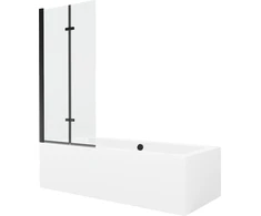 Vonia Mexen Cube su apdaila ir stiklo sienele, 180x80 cm + 80 cm (II), Baltas+Juodas/Transparent