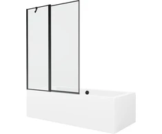 Vonia Mexen Cube su apdaila ir stiklo sienele, 180x80 cm + 120 cm, Baltas+Juodas frame